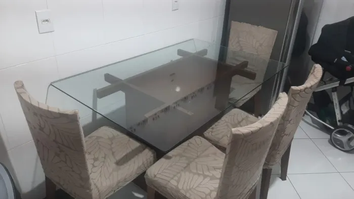 Mesa sala de jantar vidro temperado