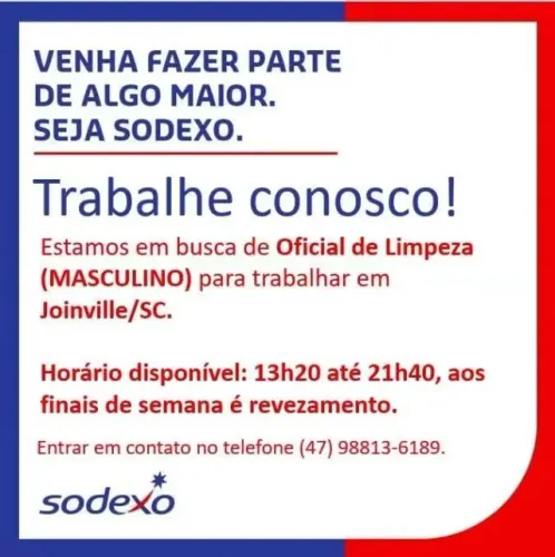 Vagas de oficial de Limpeza.
