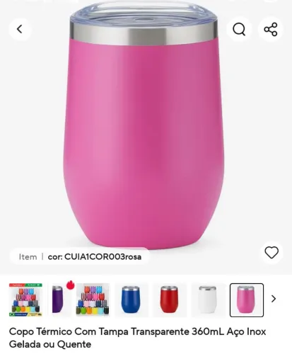 Copo térmico com tampa transparente 360ml