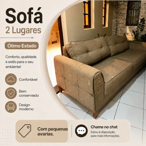 Sofá 2 Lugares Confortável e Bem Conservado