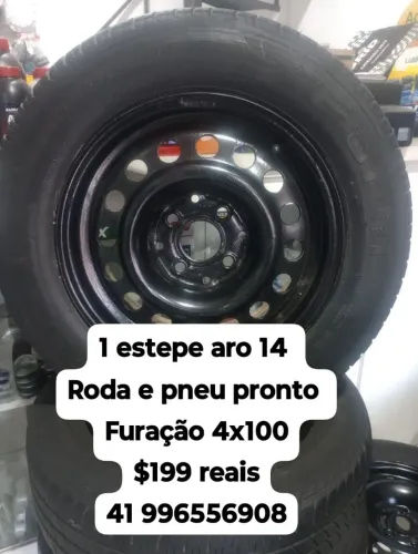 Roda e pneu aro 14 estepe pronto furação 4x100 gol Saveiro Voyage Patati Santana G5 G6 