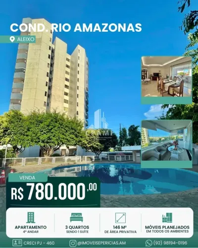 Condomínio Rio Amazonas | Apartamento 146m² | 3 Quartos | Aleixo
