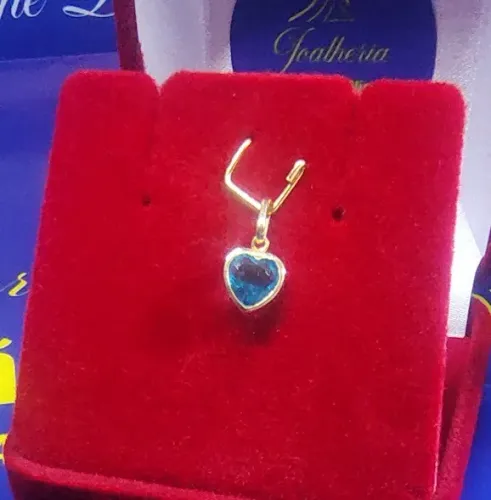 Pingente Ouro 18 Kilates Zircônia Azul 6 mm