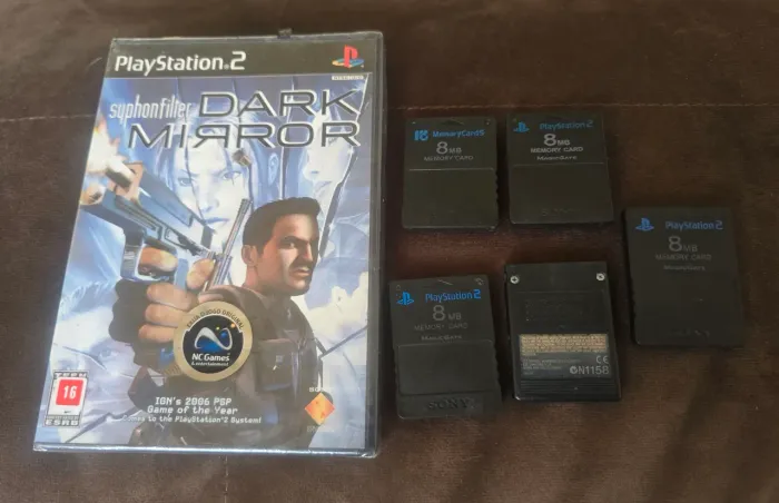 SYPHON FILTER: DARK MIRROR PS2 LACRADO + 5 MEMORY CARDS ORIGINAIS SONY - PACOTE COMPLETO!