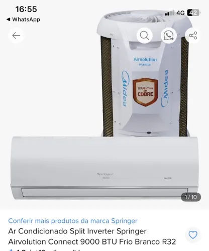 Ar condicionado 9.000 BTUS na garantia