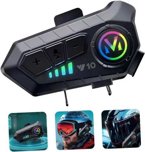 Fone De Ouvido Para Capacete Intercomunicador Bluetooth Rgb Sem Fio Música GPS Chamadas