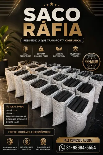 Ráfia, sacos de varios tamanhos e segmentos.