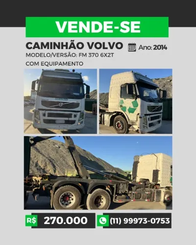 CAMINHÃO VOLVO MODELO FM 370 6X2T COM EQUIPAMENTO ROLLON