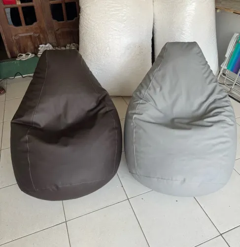 Puff Pera Marrom e Cinza