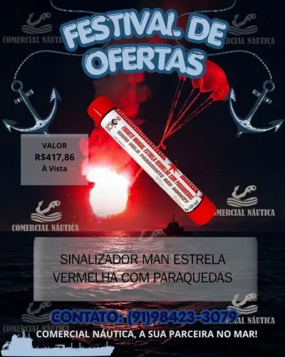 Sinalizador manual vermelho paraquedas