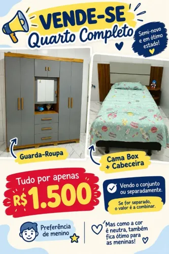 Guarda roupa e Cama com Cabeceira