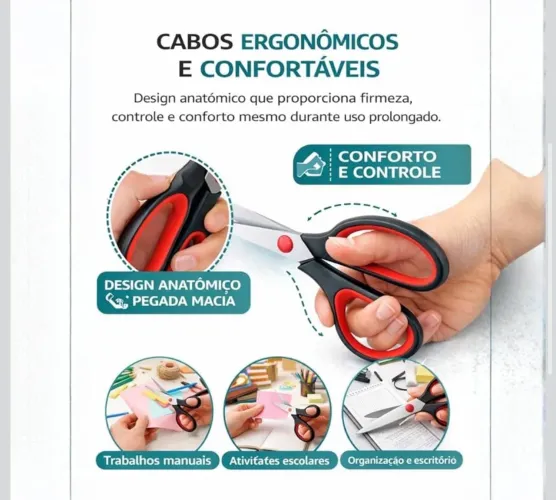 Kit 3 Tesouras Multiuso Cabelo Papel Plástico Tecido - Idea