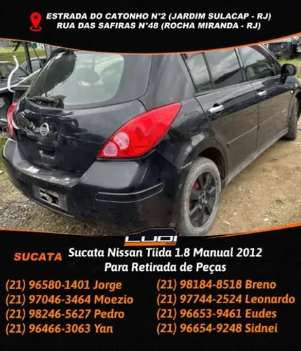 Sucata Nissan Tiida 1.8 Manual 2012 Para Retirada de Peças