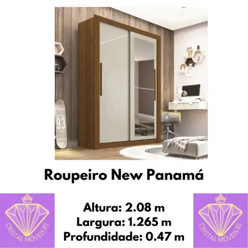 Roupeiro New Panamá 2 Portas 2 Gavetas c/Espelho (RF)