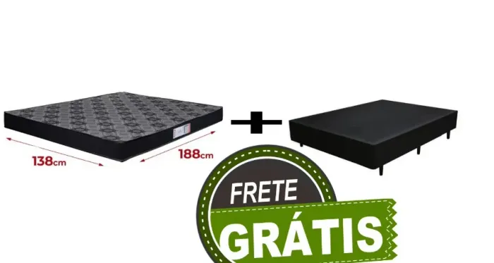 Base Box Casal + Colchão D33 - Frete Grátis, Conforto e Durabilidade para Suas Noites!