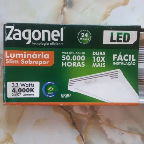 Luminária Zagonel Slim Sobrepor Led - Produto Nacional