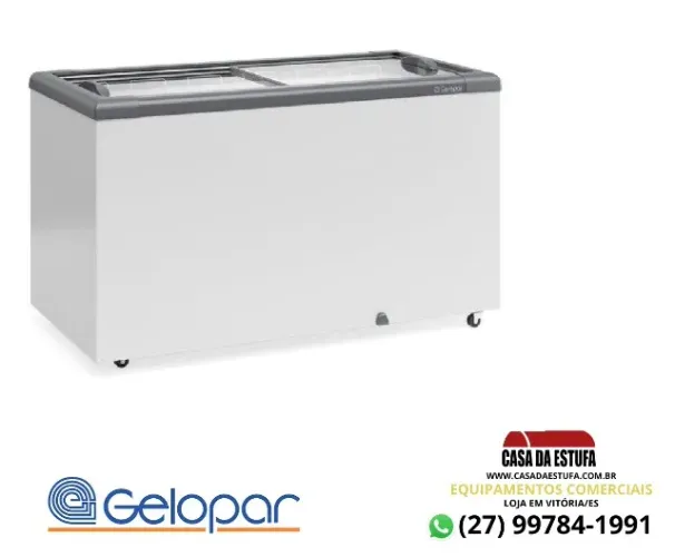 Freezer Horizontal para Congelados Ghd400h 400L 2 Tampas Vidro - Gelopar - Tubulação de Co