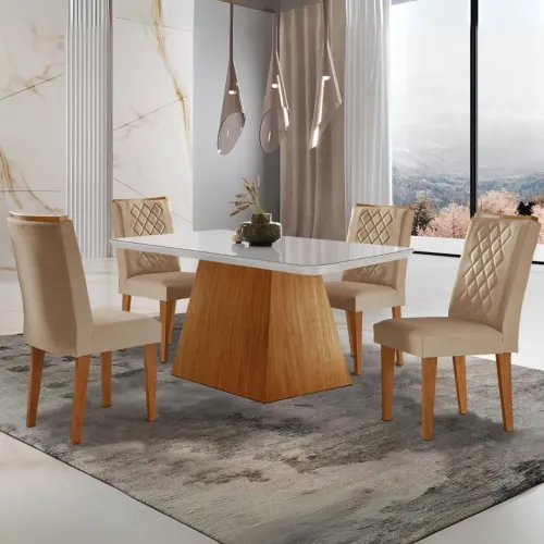 Mesa de Jantar Rufato 1,20 com 4 Cadeiras tt54