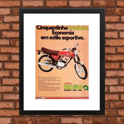 Yamaha RD 50 Cinquentinha - Quadro decorativo com propaganda original de revista de época