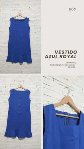 Vestido Azul Royal - Babado Peplum
