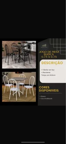 Jogo de Mesa Bianca 0,75x0,75 - Tampo em Ardósia