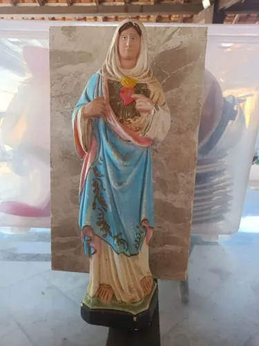 Imagem sacra em gesso - Imaculado Coração de Maria - 37 cm