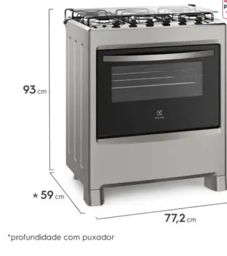 Fogão 5 Bocas Eletrolux Prata automático com ultra chama e vidro interno removível