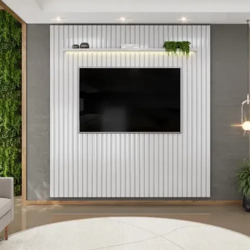 Painel Para Tv 75 Polegadas Com Led No Cinza