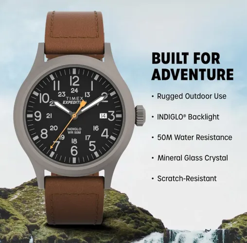 Relógio Timex Expedition Scout Couro marrom indiglo novo