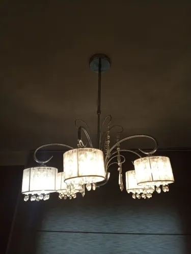 Lustre com cristal e base cromado 