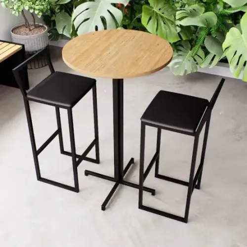 Conjunto bistrô mesa e cadeiras industrial