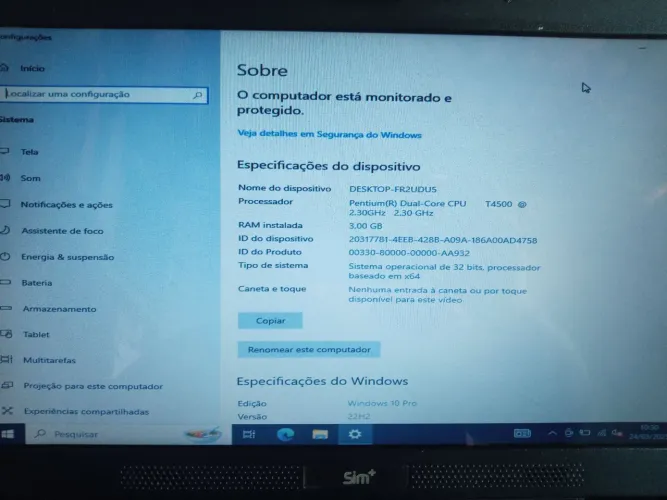 Notebook sim+ Pentium Dual-Core 3.00 GB RAM