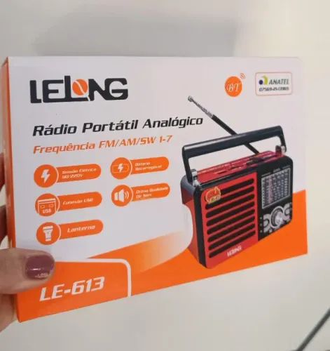 Rádio Retrô Recarregável Am/fm/sd/usb Lanterna Le-613 Lelong Loja Coimbra Computadores 