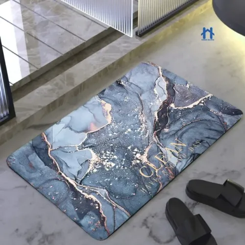 Tapete De Banheiro Quadrado Absorve Água Antiderrapante Secagem Rápida 