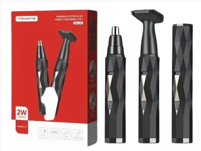 Aparador Elétrico Nasal E Contorno de barba 2 Em 1 Tomate Mag-029 2w. Preto Lacrado.