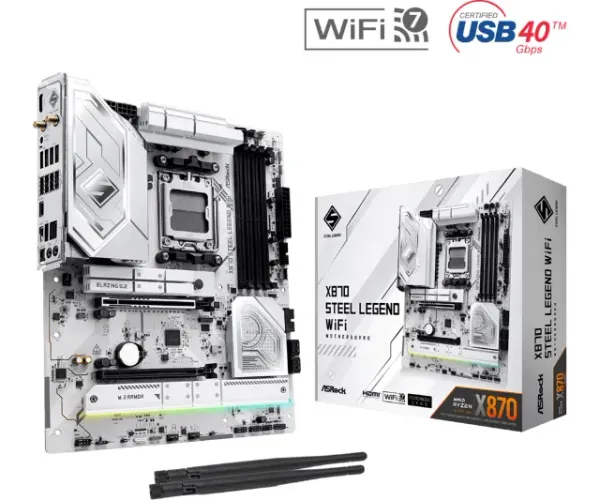  Placa Mãe ASRock X870 Steel Legend Wi-Fi 7, DDR5, AM5, ATX