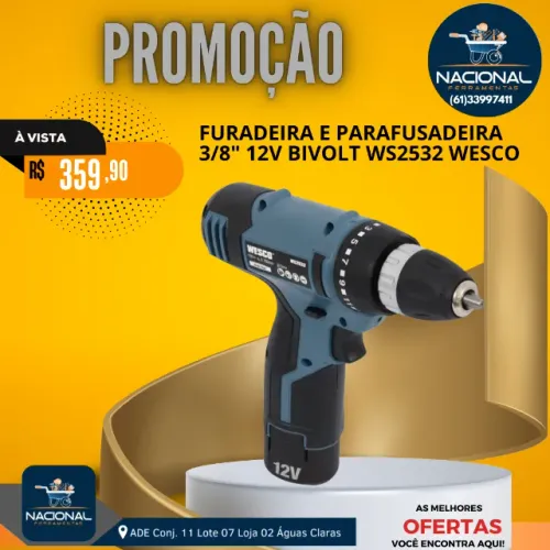 Parafusadeira E Furadeira 3/8 À Bateria 12v Ws2532 Wesco Unica 12v