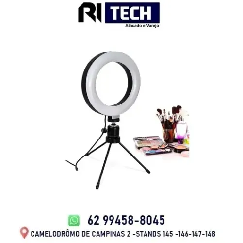Ring Light Iluminador  20cm Com Tripé De Mesa Luz Led