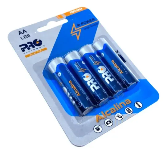 Pilha Alcalina AA (LR6) Blister 4 Unidades - Proeletronic
