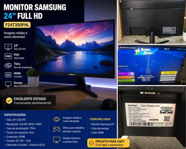Monitor Samsung 24? Full HD IPS 75Hz