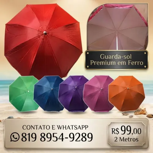 GUARDA SOL DE FERRO 2M CORES VARIADAS