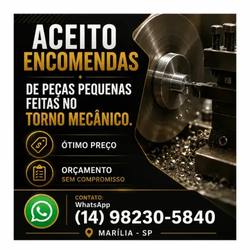 Tornearia | Faço Pequenas Peças em Torno Mecânico | Ótimo Preço | Marília-SP