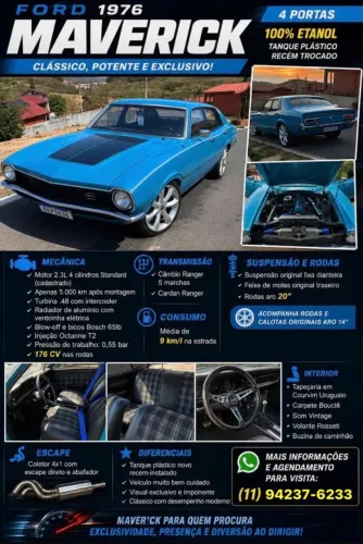 Ford Maverick Super Luxo Sedan V8 16V Gasolina 4P Manual 1976