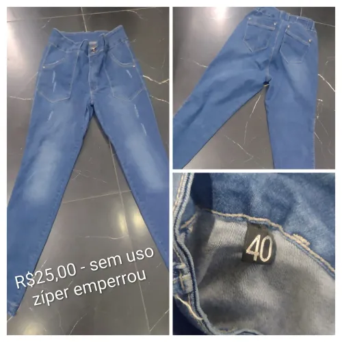 Calça jeans feminina Tam 40 - zíper emperrado