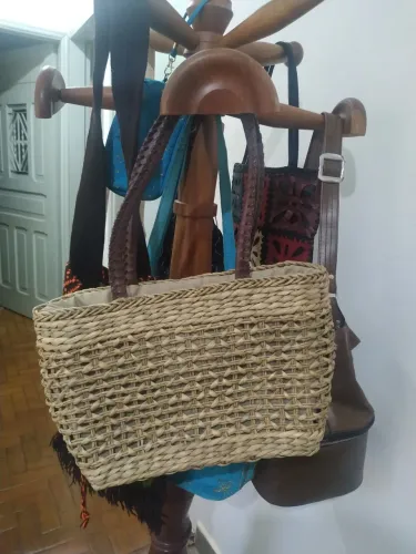 Bolsa de Palha Natural Tote Boho - Excelente Estado