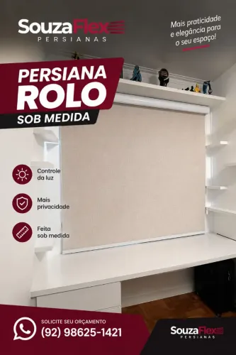 Persianas em rolo, Black-out ideal p/quartos, salas e cozinhas