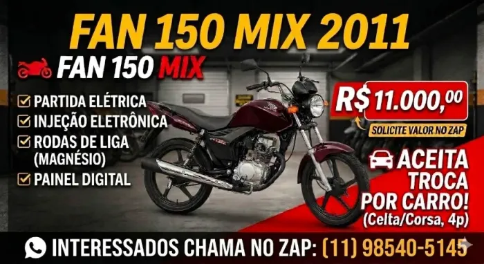 Fan 150 2011 Mix injetadaaceito troca carro