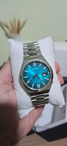Relogio Citizen Tsuyosa azul turquesa automático 40mm safira zero na caixa