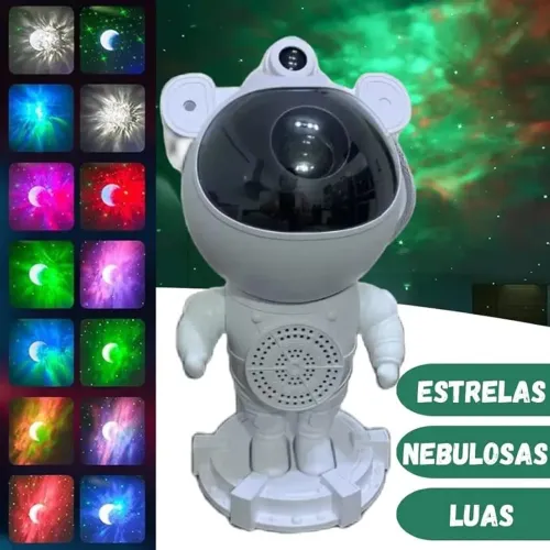 Astronauta projetor galáxia 3d Bluetooth 