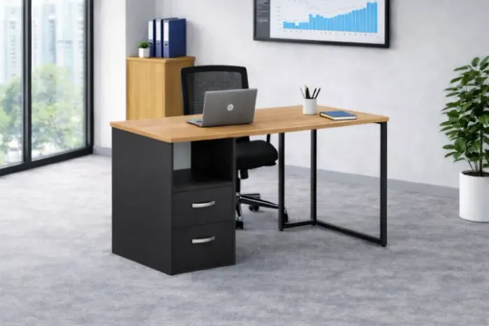 Mesa de Escritório com 2 Gavetas e Nicho (ENTREGAMOS)!!